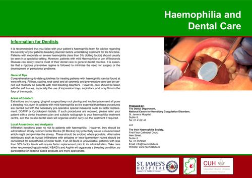 Publication cover - Haemophilia and dental care 